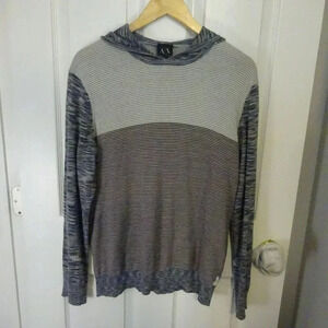 Armani Exchange Long Sleeve Striped Hooded Cotton Mutli Colored Striped Sweater